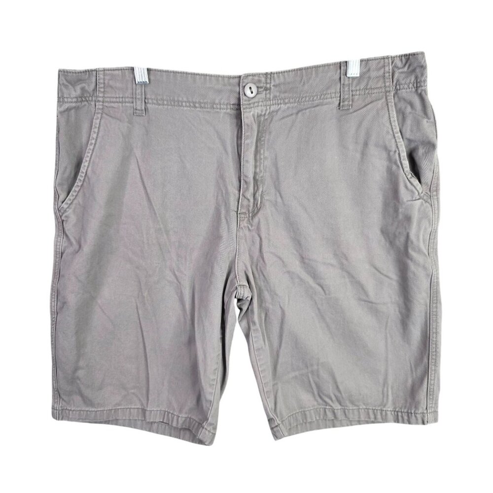 Mens Plugg Gray Chino Shorts 100% Cotton Flat Front 11" Inseam Size 38